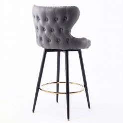 41.3 in. Dark Gray High Back Metal Frame Swivel Bar Stool with Leathaire Fabric Set(Set of 2) by ATHMILE 16 41.3 in. Dark Gray High Back Metal Frame Swivel Bar Stool with Leathaire Fabric Set(Set of 2) by ATHMILE -ATHMILE Sales Store dark gray athmile bar stools gz b2w20222117 76 1000