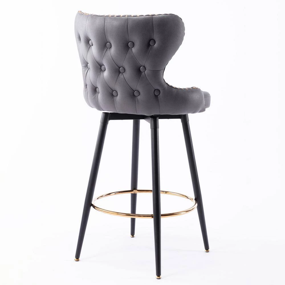 41.3 in. Dark Gray High Back Metal Frame Swivel Bar Stool with Leathaire Fabric Set(Set of 2) by ATHMILE 8 41.3 in. Dark Gray High Back Metal Frame Swivel Bar Stool with Leathaire Fabric Set(Set of 2) by ATHMILE - Image 8