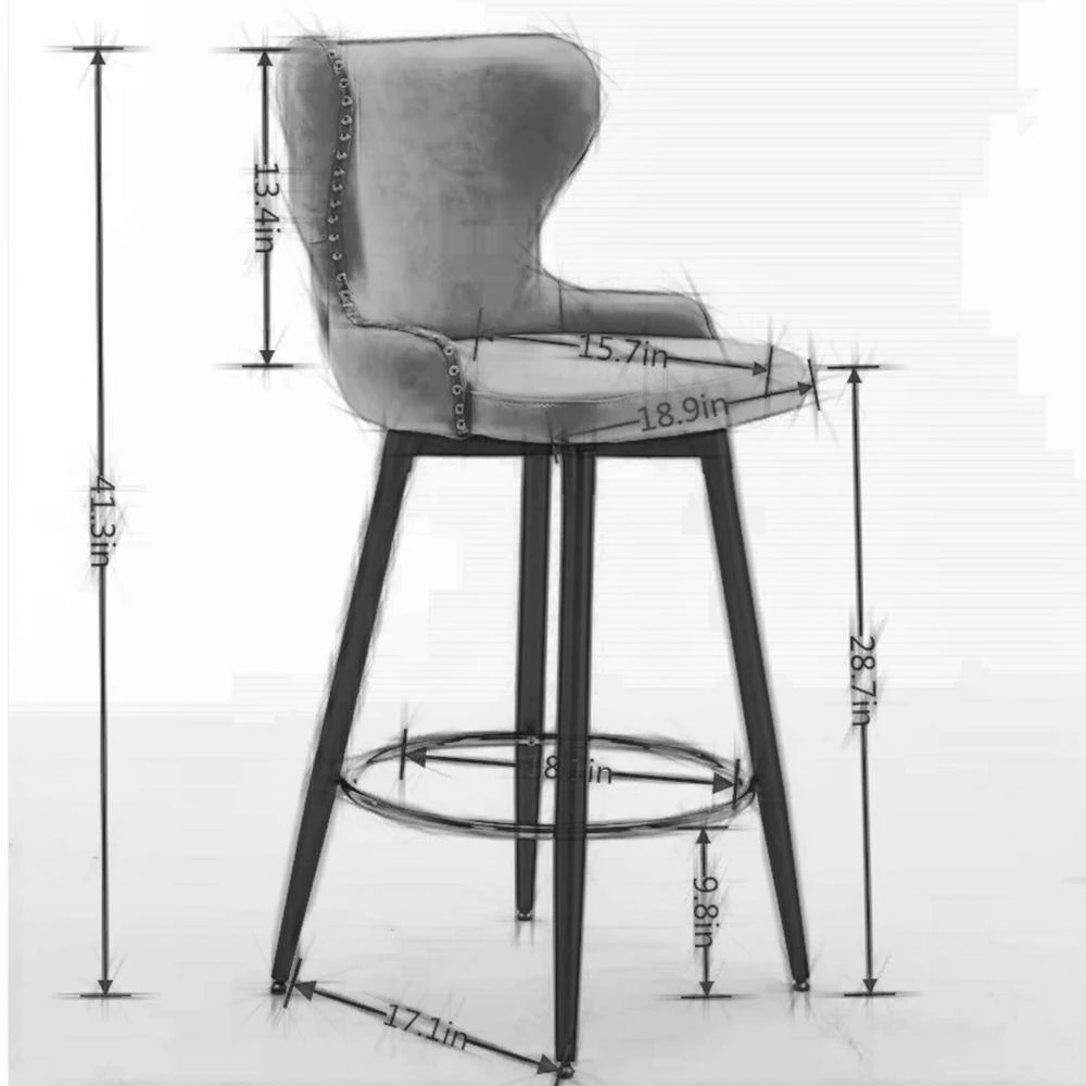 41.3 in. Dark Gray High Back Metal Frame Swivel Bar Stool with Leathaire Fabric Set(Set of 2) by ATHMILE 3 41.3 in. Dark Gray High Back Metal Frame Swivel Bar Stool with Leathaire Fabric Set(Set of 2) by ATHMILE - Image 3