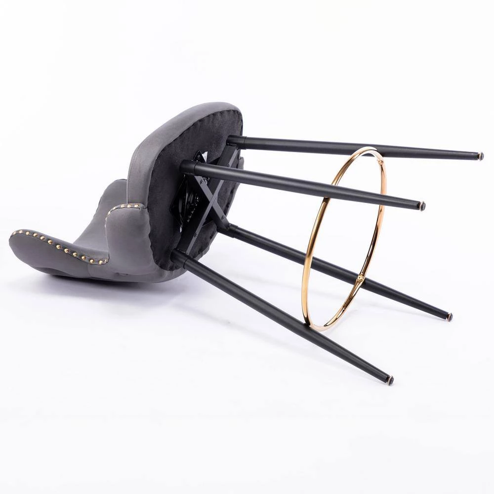 41.3 in. Dark Gray High Back Metal Frame Swivel Bar Stool with Leathaire Fabric Set(Set of 2) by ATHMILE 7 41.3 in. Dark Gray High Back Metal Frame Swivel Bar Stool with Leathaire Fabric Set(Set of 2) by ATHMILE - Image 7