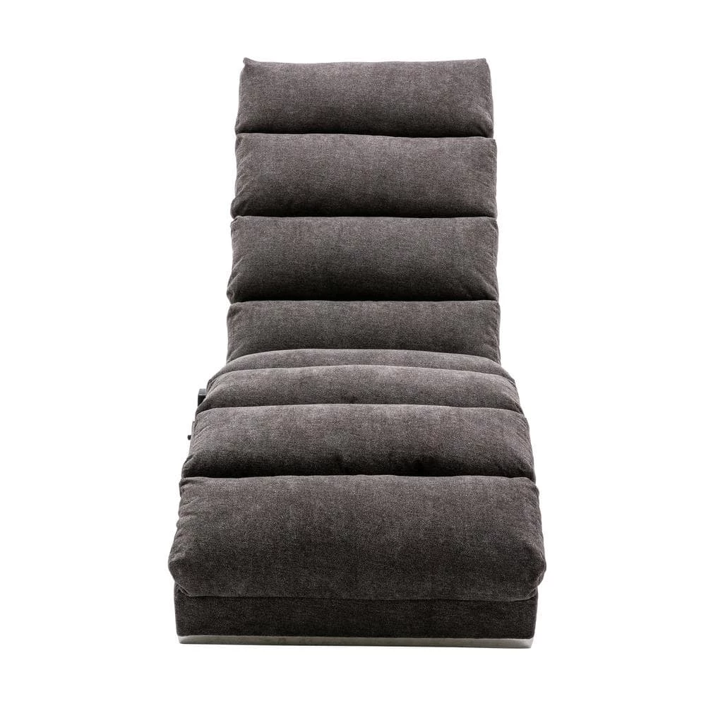 Dark Gray Linen Polyester Fabric Chaise Lounge (Set of 1) by ATHMILE 1 Dark Gray Linen Polyester Fabric Chaise Lounge (Set of 1) by ATHMILE