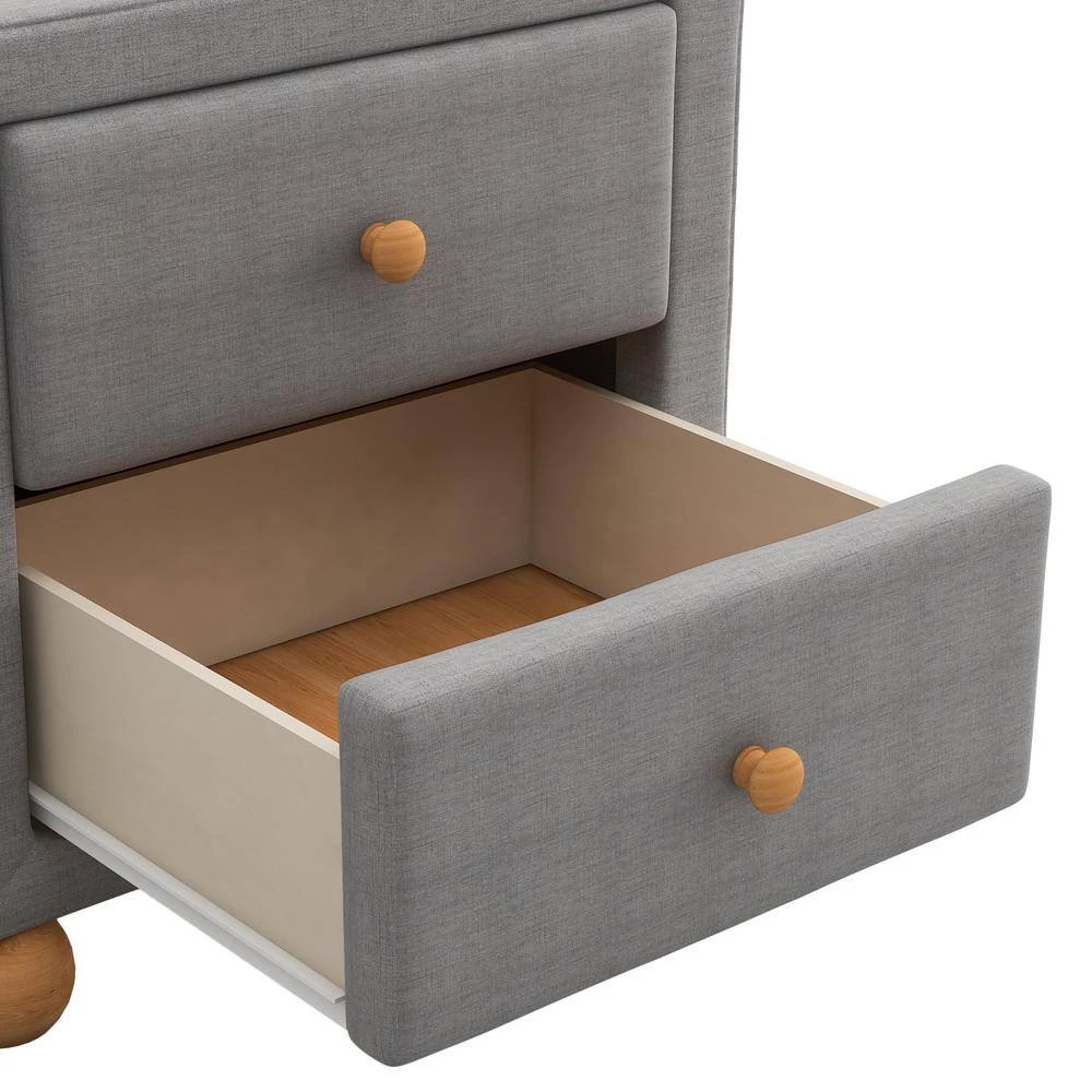 2-Drawers Upholstered Dark Gray Nightstand (20.9 in. L x 18.1 in. W x 18.2 in. H) by ATHMILE 5 2-Drawers Upholstered Dark Gray Nightstand (20.9 in. L x 18.1 in. W x 18.2 in. H) by ATHMILE - Image 5