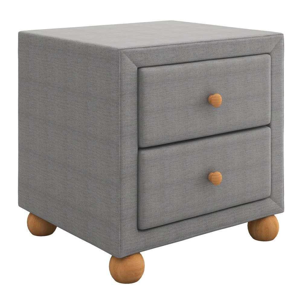 2-Drawers Upholstered Dark Gray Nightstand (20.9 in. L x 18.1 in. W x 18.2 in. H) by ATHMILE 6 2-Drawers Upholstered Dark Gray Nightstand (20.9 in. L x 18.1 in. W x 18.2 in. H) by ATHMILE - Image 6