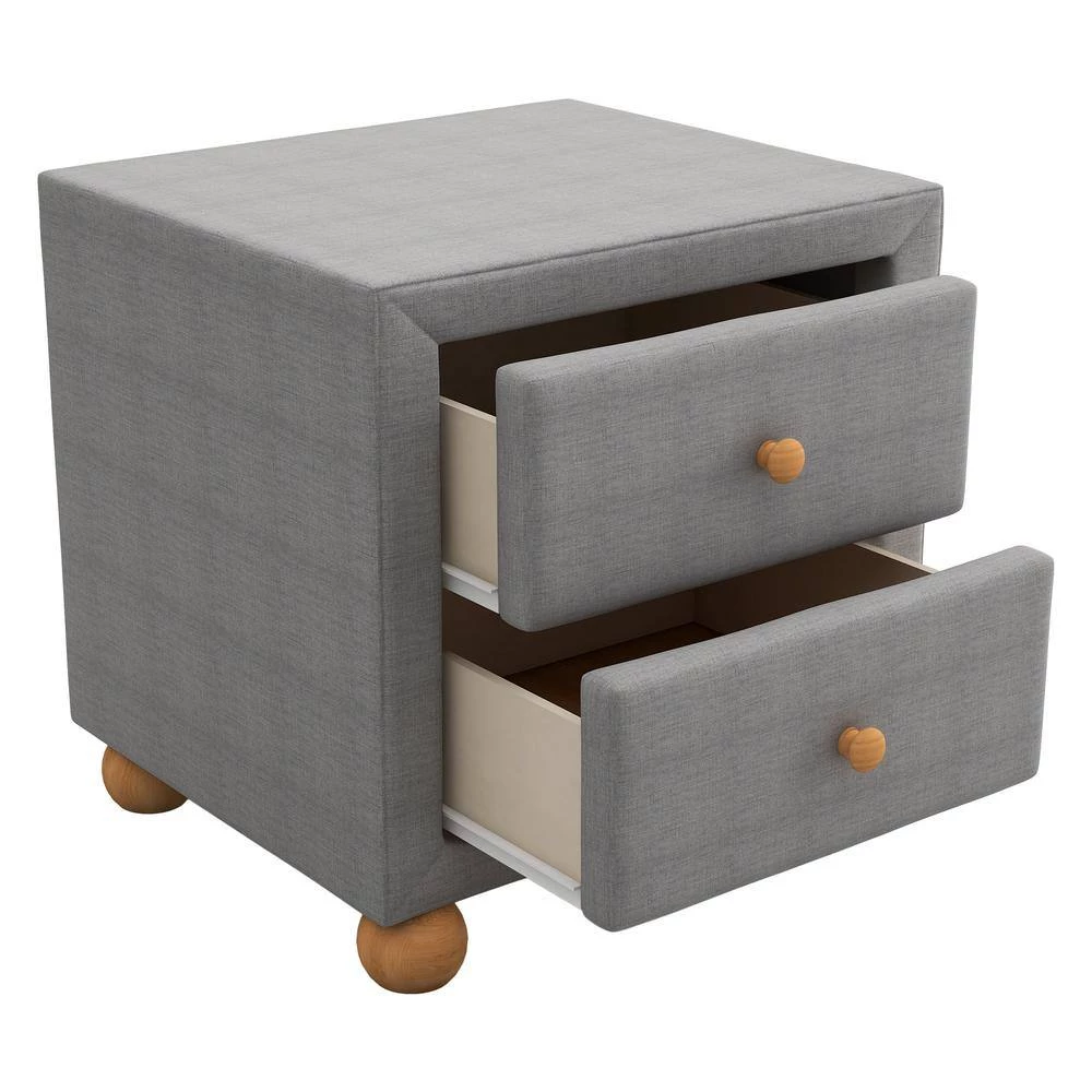 2-Drawers Upholstered Dark Gray Nightstand (20.9 in. L x 18.1 in. W x 18.2 in. H) by ATHMILE 7 2-Drawers Upholstered Dark Gray Nightstand (20.9 in. L x 18.1 in. W x 18.2 in. H) by ATHMILE - Image 7