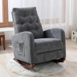 Dark Gray Cotton Rocking Chair Nursery Chair (Set of 1) by ATHMILE 15 Dark Gray Cotton Rocking Chair Nursery Chair (Set of 1) by ATHMILE -ATHMILE Sales Store dark gray athmile rockers gliders ottomans gz b2w20221538 31 1000