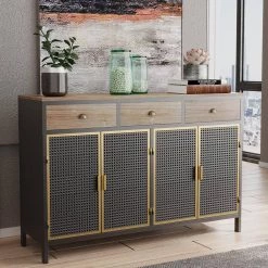 Dark Gray Sideboard with 3 Top Drawers by ATHMILE 11 Dark Gray Sideboard with 3 Top Drawers by ATHMILE -ATHMILE Sales Store dark gray athmile sideboards buffet tables gz b2w20221543 4f 1000