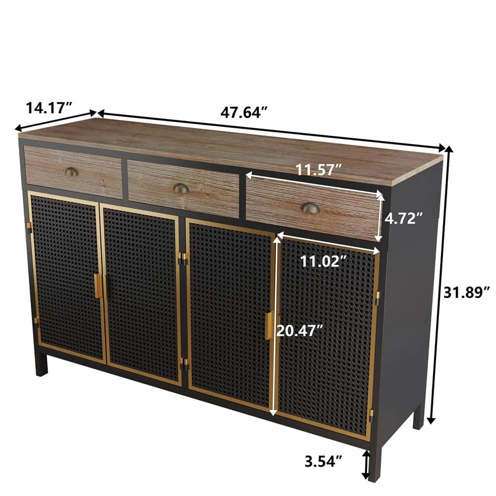 Dark Gray Sideboard with 3 Top Drawers by ATHMILE 3 Dark Gray Sideboard with 3 Top Drawers by ATHMILE - Image 3