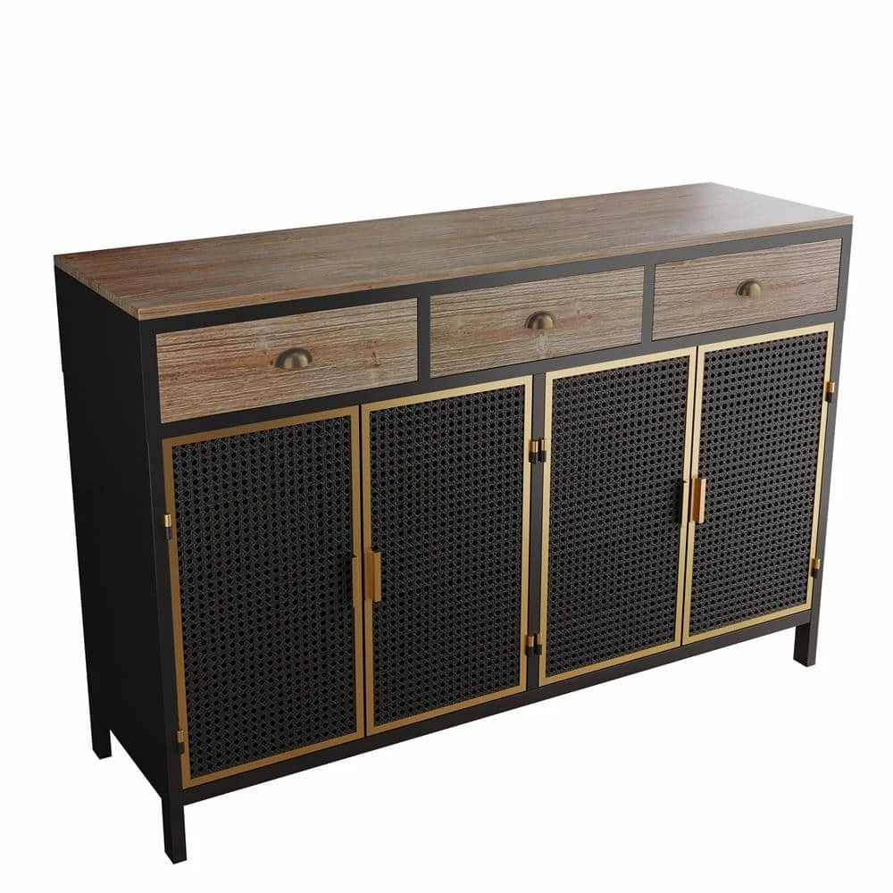 Dark Gray Sideboard with 3 Top Drawers by ATHMILE 2 Dark Gray Sideboard with 3 Top Drawers by ATHMILE - Image 2