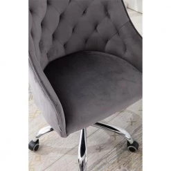 Dark Gray Velvet Upholstered Swivel Task Chair with Sloped Arm by ATHMILE -ATHMILE Sales Store dark gray athmile task chairs gz b2w20221157 44 1000