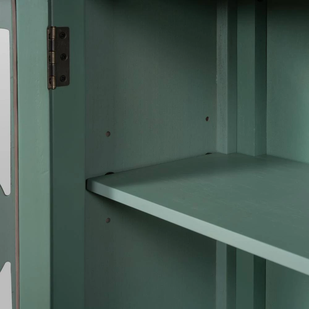 Dark Green Accent Storage Cabinet Wooden Cabinet with Adjustable Shelf and Glass Doors by ATHMILE 3 Dark Green Accent Storage Cabinet Wooden Cabinet with Adjustable Shelf and Glass Doors by ATHMILE - Image 3