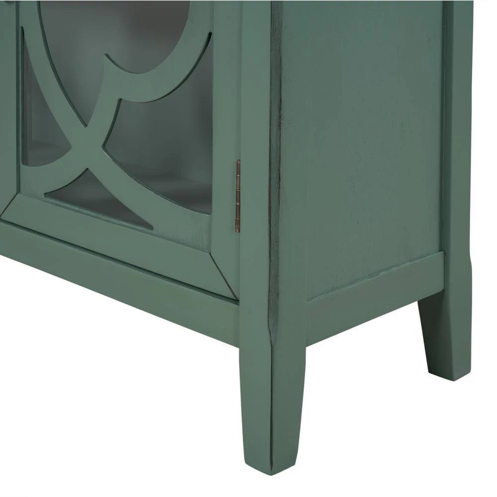 Dark Green Accent Storage Cabinet Wooden Cabinet with Adjustable Shelf and Glass Doors by ATHMILE 9 Dark Green Accent Storage Cabinet Wooden Cabinet with Adjustable Shelf and Glass Doors by ATHMILE - Image 9