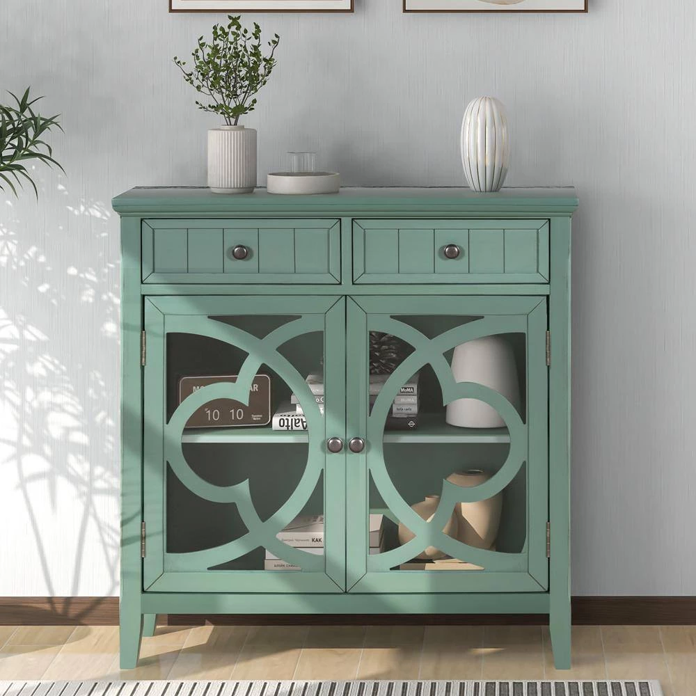 35.4 in. Dark Green Standard Rectangle Wood Console Table by ATHMILE 7 35.4 in. Dark Green Standard Rectangle Wood Console Table by ATHMILE - Image 7