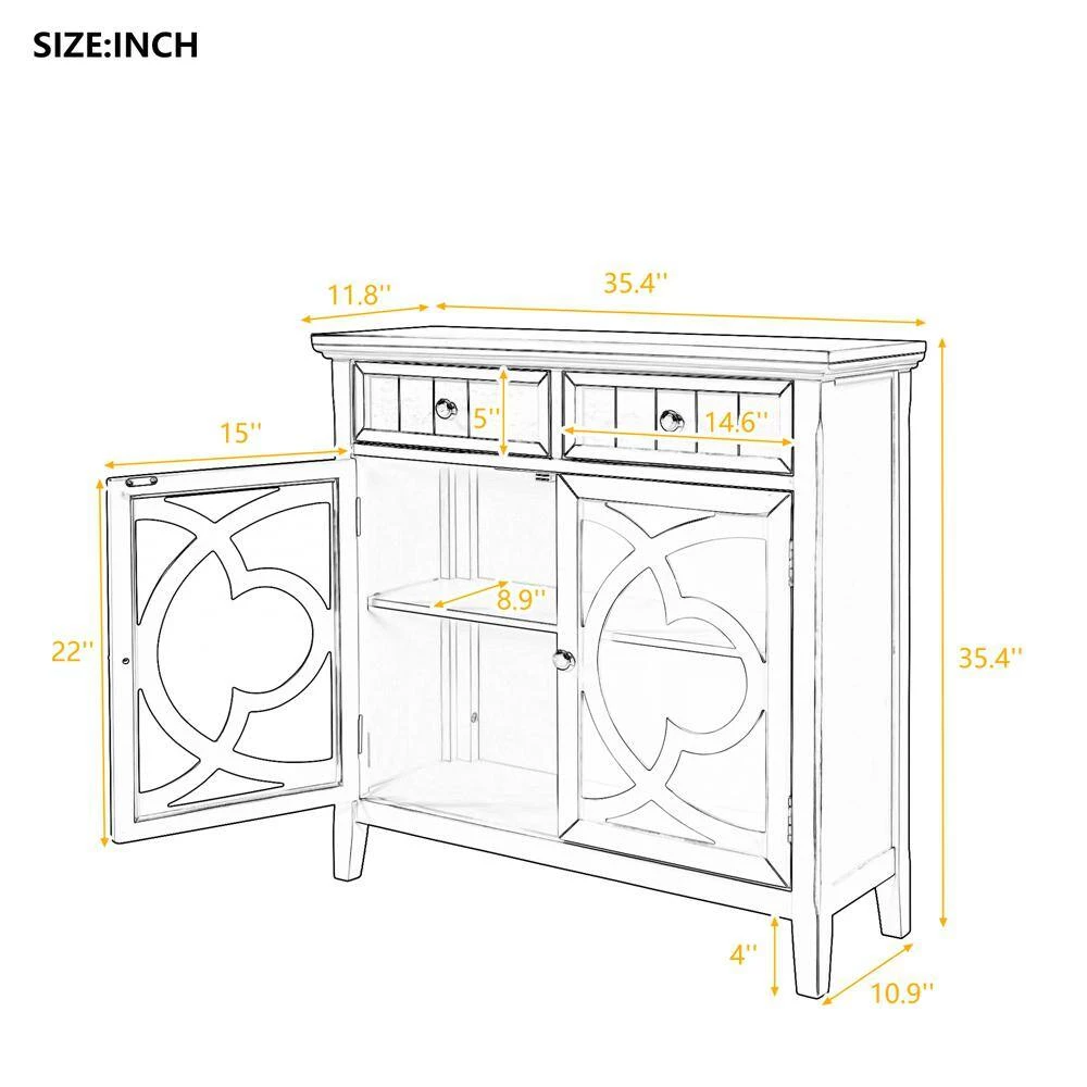 35.4 in. Dark Green Standard Rectangle Wood Console Table by ATHMILE 6 35.4 in. Dark Green Standard Rectangle Wood Console Table by ATHMILE - Image 6