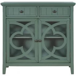 35.4 in. Dark Green Standard Rectangle Wood Console Table by ATHMILE