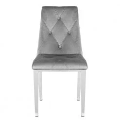 DARK GREY Velvet Dining Chairs (Set of 2) by ATHMILE
