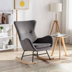 Gray Polyester Rocking Chair by ATHMILE 13 Gray Polyester Rocking Chair by ATHMILE -ATHMILE Sales Store dark grey athmile rockers gliders ottomans ddw67640674 31 1000
