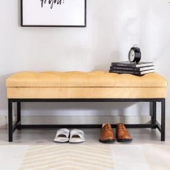 Dark Yellow Storage Bench 44.09 in. L x 17.52 in. W x 18.11 in. H by ATHMILE 13 Dark Yellow Storage Bench 44.09 in. L x 17.52 in. W x 18.11 in. H by ATHMILE -ATHMILE Sales Store dark yellow athmile bedroom benches gz b2w20221088 31 1000