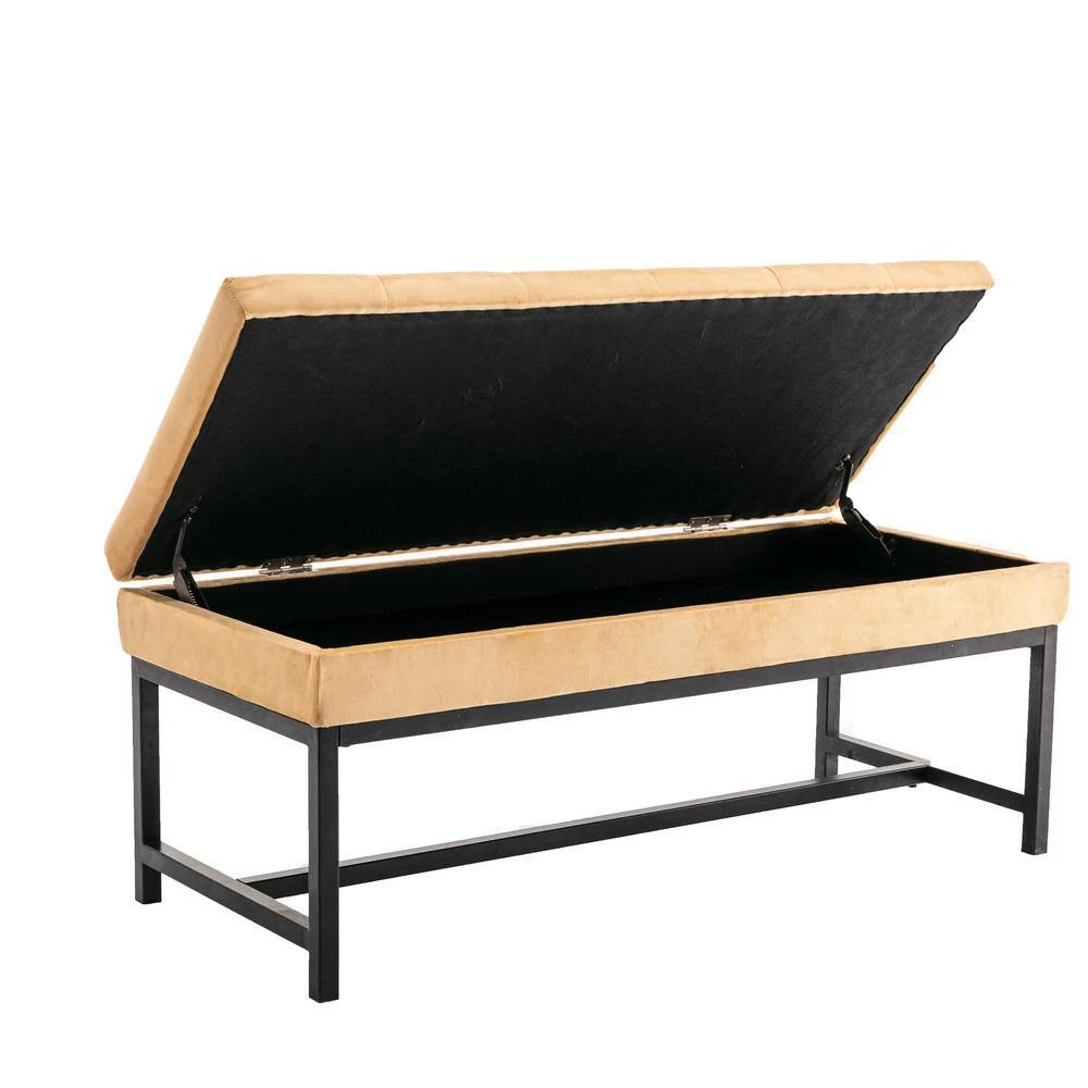 Dark Yellow Storage Bench 44.09 in. L x 17.52 in. W x 18.11 in. H by ATHMILE 6 Dark Yellow Storage Bench 44.09 in. L x 17.52 in. W x 18.11 in. H by ATHMILE - Image 6