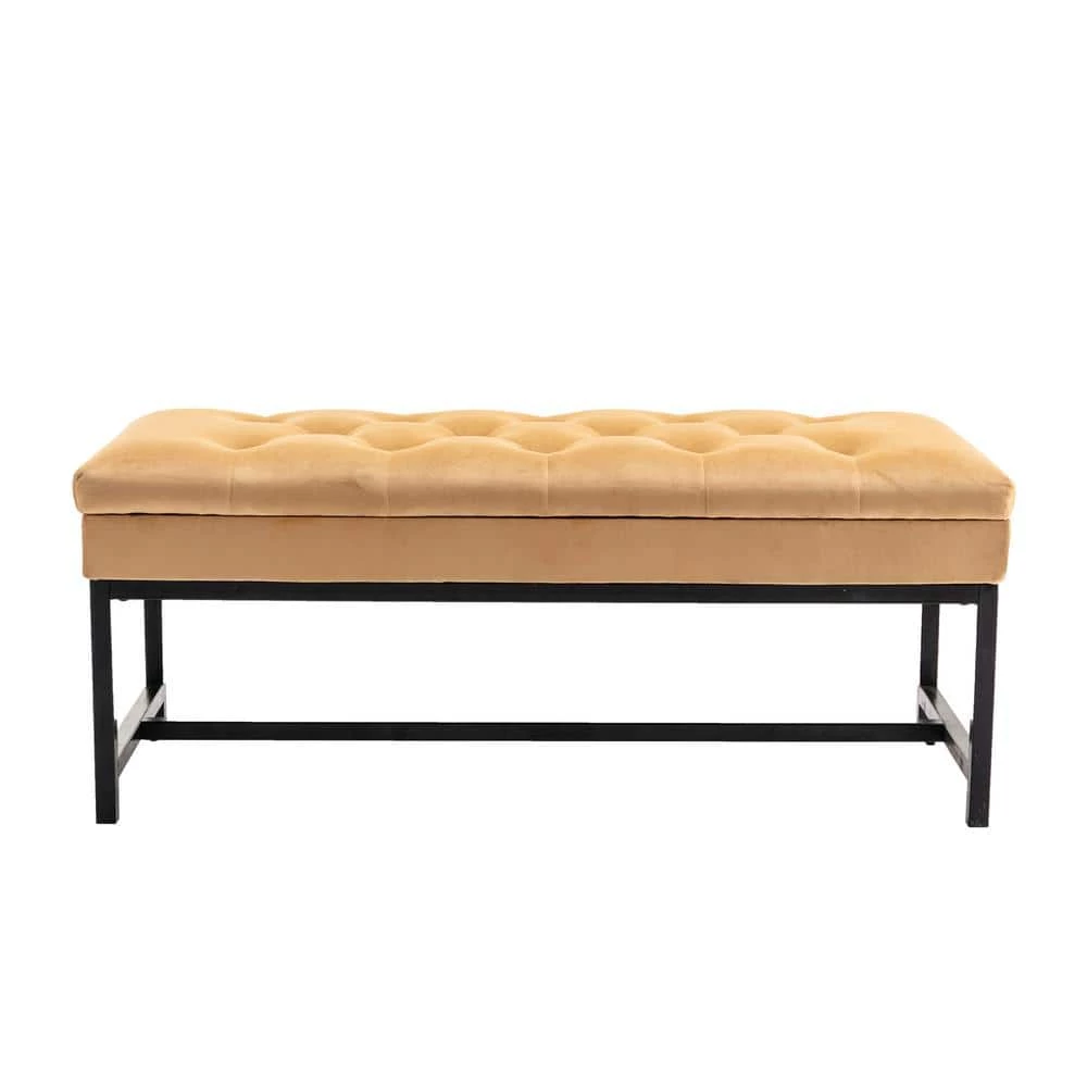 Dark Yellow Storage Bench 44.09 in. L x 17.52 in. W x 18.11 in. H by ATHMILE 1 Dark Yellow Storage Bench 44.09 in. L x 17.52 in. W x 18.11 in. H by ATHMILE
