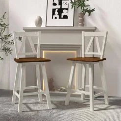 Walnut Counter Height Dining Side Chair (Set of 2) by ATHMILE -ATHMILE Sales Store distressed white athmile dining chairs gz b2w20221268 31 1000