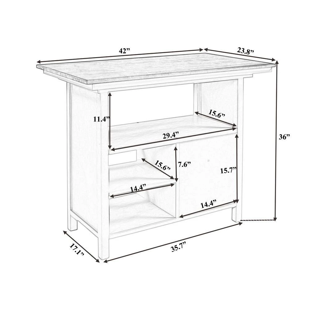 42.2 in. Rectangle Counter Height Walnut Wood Top with Wood Frame (Seats 2) by ATHMILE 3 42.2 in. Rectangle Counter Height Walnut Wood Top with Wood Frame (Seats 2) by ATHMILE - Image 3