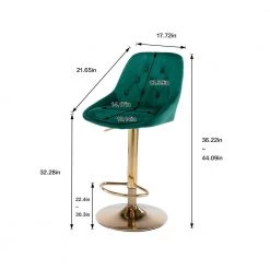 44 in. Emerald Velvet Bar Stool (Set of 1) by ATHMILE -ATHMILE Sales Store emerald athmile bar stools ddw39538735 44 1000
