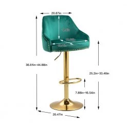 44.88 in. Emerald Velvet Bar Stool (Set of 1) by ATHMILE -ATHMILE Sales Store emerald athmile bar stools ddw39539732 c3 1000