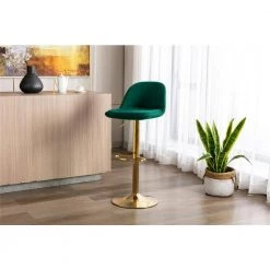 40.94 in. Low Back Emerald Green Metal Frame Adjustable Cushioned Bar Stool with Toweling fabric Seat (Set of 1) by ATHMILE -ATHMILE Sales Store emerald athmile bar stools gz w39538748 31 1000
