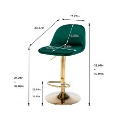 40.94 in. Low Back Emerald Green Metal Frame Adjustable Cushioned Bar Stool with Toweling fabric Seat (Set of 1) by ATHMILE -ATHMILE Sales Store emerald athmile bar stools gz w39538748 c3 1000