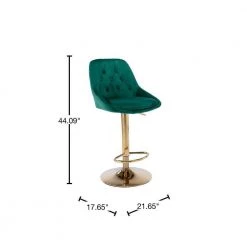 44.09 in. Low Back Emerald Metal Frame Adjustable Cushioned Bar Stool with Toweling fabric Seat (Set of 1) by ATHMILE -ATHMILE Sales Store emerald green athmile bar stools gz w39538735 40 1000
