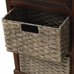 Espresso Rustic Storage Cabinet with Two Drawers and Four Classic Rattan Basket by ATHMILE -ATHMILE Sales Store espresso athmile accent cabinets gz wf193442aab 44 1000