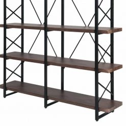 Home Office 71 in. Espresso X Design Wood 5-Shelf Standard Bookcase with Metal Frame, by ATHMILE -ATHMILE Sales Store espresso athmile bookcases bookshelves gz wf287034aae 44 1000