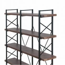 Home Office 71 in. Espresso X Design Wood 5-Shelf Standard Bookcase with Metal Frame, by ATHMILE -ATHMILE Sales Store espresso athmile bookcases bookshelves gz wf287034aae 4f 1000