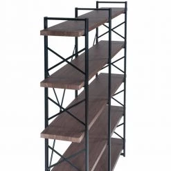 Home Office 71 in. Espresso X Design Wood 5-Shelf Standard Bookcase with Metal Frame, by ATHMILE -ATHMILE Sales Store espresso athmile bookcases bookshelves gz wf287034aae 76 1000