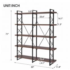 Home Office 71 in. Espresso X Design Wood 5-Shelf Standard Bookcase with Metal Frame, by ATHMILE -ATHMILE Sales Store espresso athmile bookcases bookshelves gz wf287034aae c3 1000