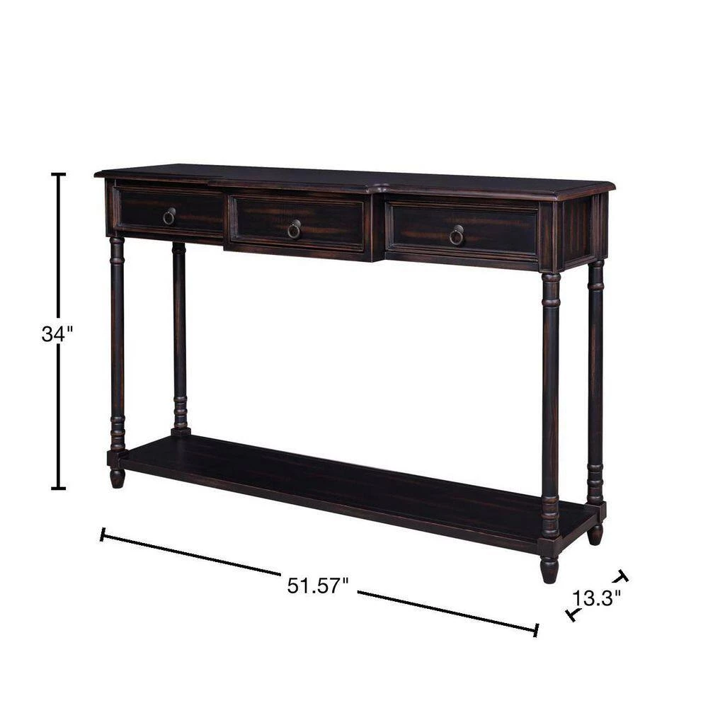 51 in. Espresso Standard Rectangle Wood Console Table by ATHMILE 3 51 in. Espresso Standard Rectangle Wood Console Table by ATHMILE - Image 3