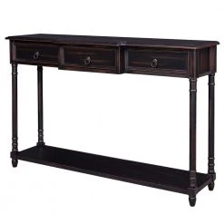 51 in. Espresso Standard Rectangle Wood Console Table by ATHMILE