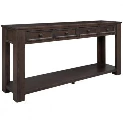 63 in. Espresso Standard Rectangle Wood Console Table by ATHMILE -ATHMILE Sales Store espresso athmile console tables dswf287219aap c3 1000