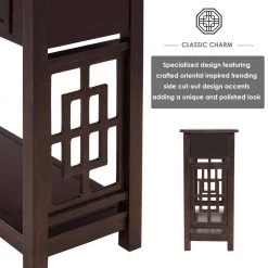 36 in. W Espresso Rectangle Wood Console Table with 2-Drawers and Bottom Shelf by ATHMILE -ATHMILE Sales Store espresso athmile console tables gz b2w20220665 4f 1000