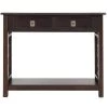 36 in. W Espresso Rectangle Wood Console Table with 2-Drawers and Bottom Shelf by ATHMILE
