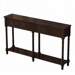 58 in. Espresso Standard Rectangle Wood Console Table by ATHMILE