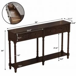 58 in. Espresso Standard Rectangle Wood Console Table by ATHMILE -ATHMILE Sales Store espresso athmile console tables gzx b2w20220582 c3 1000