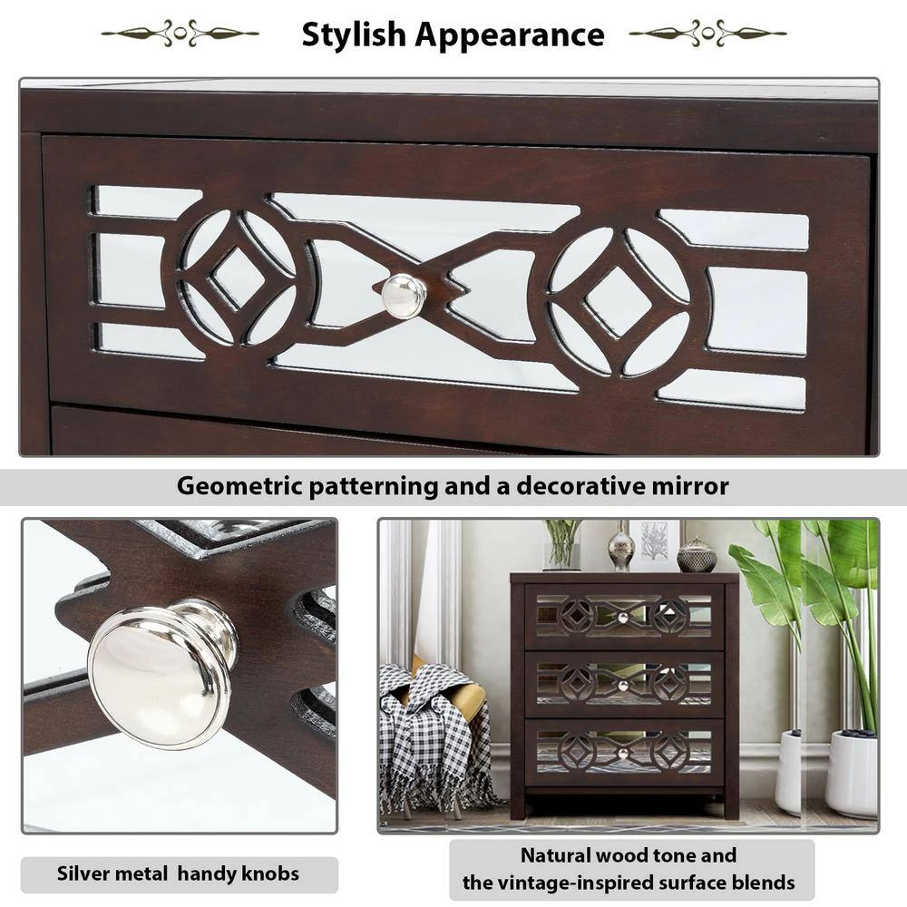 26 in. Espresso Standard Rectangle Wood Console Table by ATHMILE 5 26 in. Espresso Standard Rectangle Wood Console Table by ATHMILE - Image 5