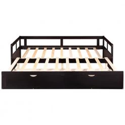 Espresso Wooden Twin Size Daybed with Trundle and 2-Drawers by ATHMILE
