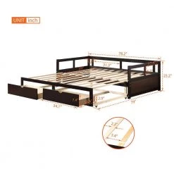 Espresso Wooden Twin Size Daybed with Trundle and 2-Drawers by ATHMILE 11 Espresso Wooden Twin Size Daybed with Trundle and 2-Drawers by ATHMILE -ATHMILE Sales Store espresso athmile daybeds gzx b2w20221291 c3 1000