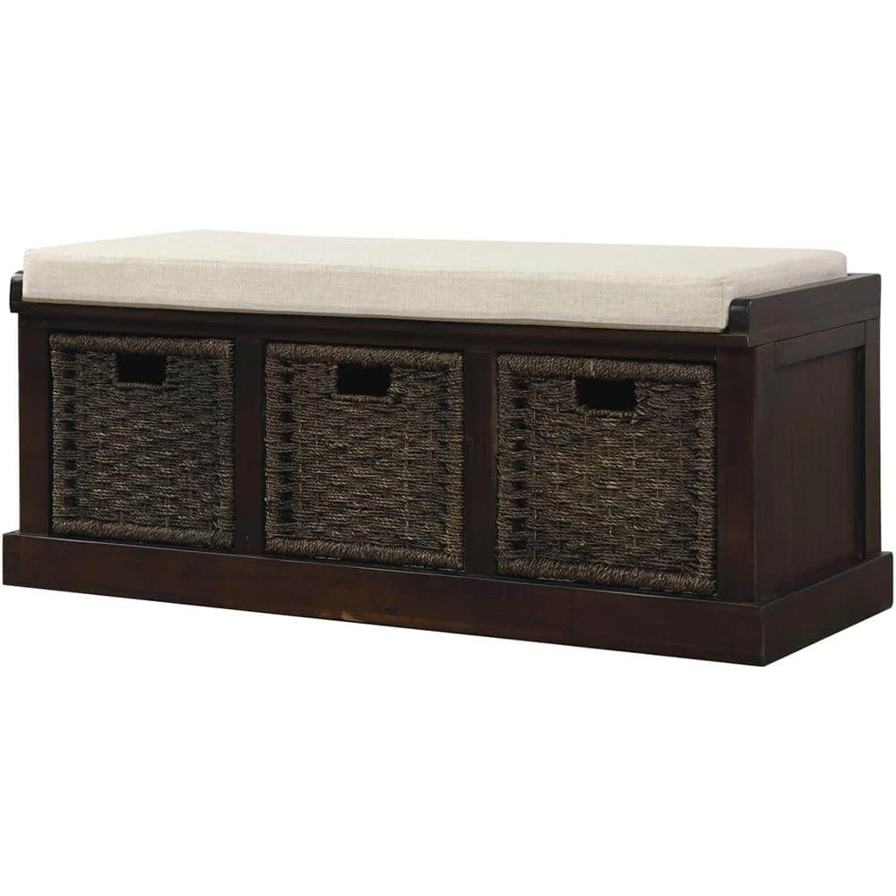 17"H x 15.7"W x 43.7"L Espresso Storage Bench by ATHMILE 1 17"H x 15.7"W x 43.7"L Espresso Storage Bench by ATHMILE