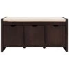Espresso Storage Bench with Removable Cushion and 3-Flip Lock Storage Cubbies 39 in. L x 14 in. W x 19.8 in. H by ATHMILE