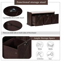 Espresso Storage Bench 43 in. L x 15.7 in. W x 20 in. H by ATHMILE 11 Espresso Storage Bench 43 in. L x 15.7 in. W x 20 in. H by ATHMILE -ATHMILE Sales Store espresso athmile dining benches gz b2w20221208 1f 1000