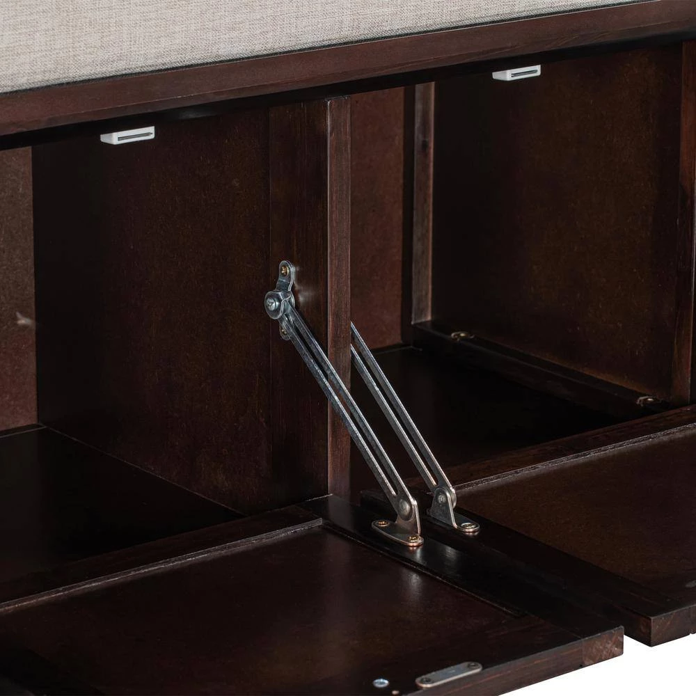 Espresso Storage Bench with Beige Cushion (42.9 in. L x 15 in. W x 19.3 in. H) by ATHMILE 5 Espresso Storage Bench with Beige Cushion (42.9 in. L x 15 in. W x 19.3 in. H) by ATHMILE - Image 5