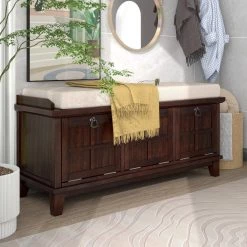 Espresso Storage Bench with Beige Cushion (42.9 in. L x 15 in. W x 19.3 in. H) by ATHMILE 17 Espresso Storage Bench with Beige Cushion (42.9 in. L x 15 in. W x 19.3 in. H) by ATHMILE -ATHMILE Sales Store espresso athmile dining benches gz b2w20221755 31 1000